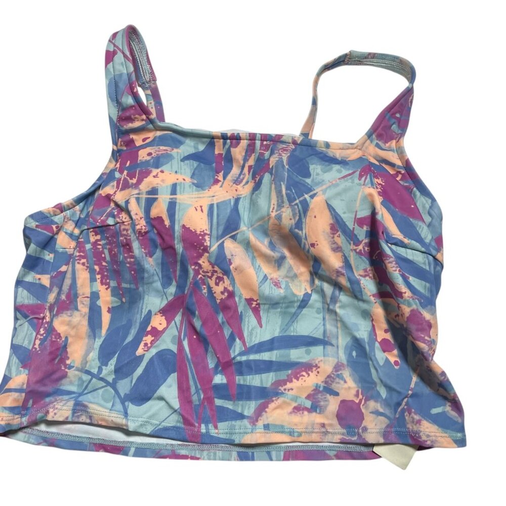 Freely Womens Missy‎ Square Neck Cropped Tankini Multicolor Size S
